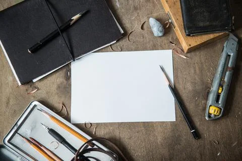 Flat lay with white sheet Stock Photos