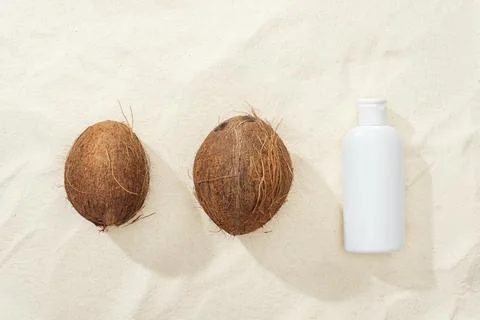 Flat lay white sunscreen lotion Stock Photos