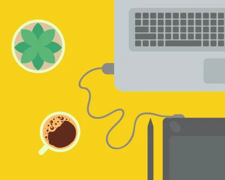 Flat Lay Workspace 스톡 일러스트