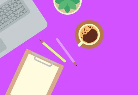 Flat Lay Workspace 스톡 일러스트