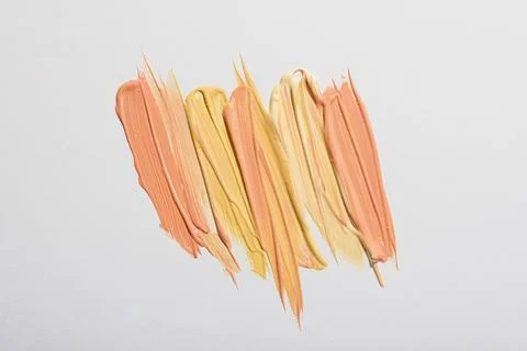 Flat lay yellow paint brush strokes Stock Photos