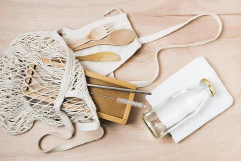 Flat lay zero waste assortment Stock Photos