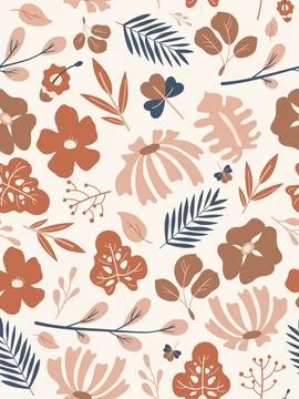Flat Leaves in Summer Pattern Background Stock Illustration
