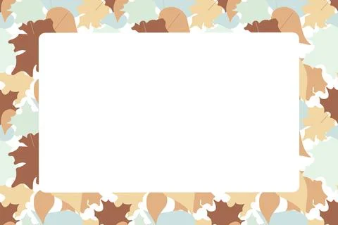 Flat leaves vector Frame. Horizontal Border with the Copy space. Foliage autumn Stock Illustration