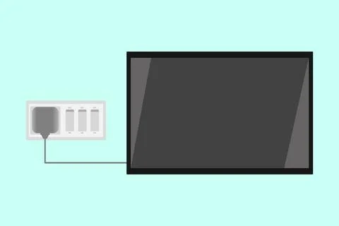 Flat led TV with switch board vector illustration. Stock Illustration