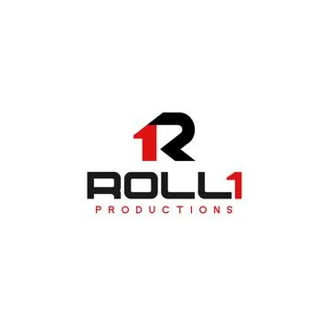 Flat letter initial R ROLL1 production logo design Stock Illustration