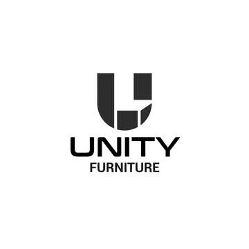 Flat letter initial U UNITY FURNITURE logo design Stock Illustration