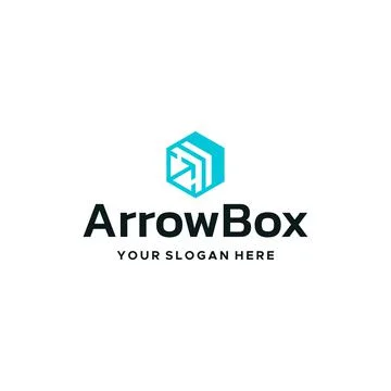 Flat letter mark ARROW BOX logo design Illustrazione stock