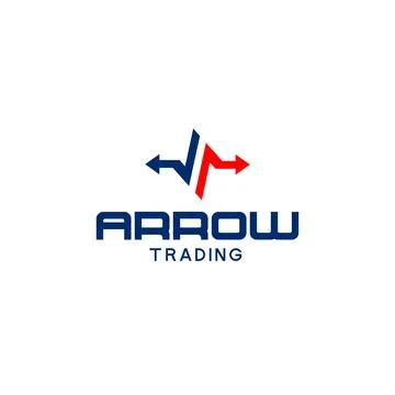 Flat letter mark ARROW TRADING up down logo design Stock Illustration