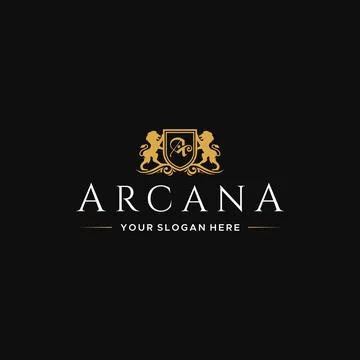 Flat letter mark initial A ARCANA lion logo design Stock Illustration