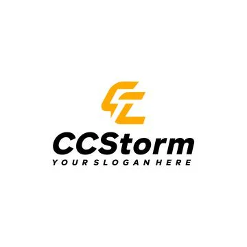 Flat letter mark initial CC cc storm logo design Stock Illustration