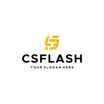Flat letter mark initial CS CSFLASH logo design Stock Illustration