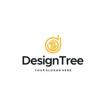 Flat letter mark initial d Design Tree logo design Illustrazione stock