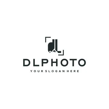 Flat letter mark initial DLPHOTO lens logo design Stock Illustration