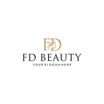 Flat letter mark initial FD FD BEAUTY logo design Stock Illustration