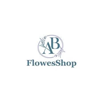 Flat Letter Mark Initial Flower shop logo design Stock Illustration