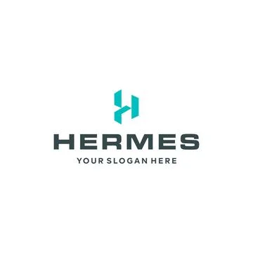 Flat letter mark initial HERMES growth logo design Illustrazione stock