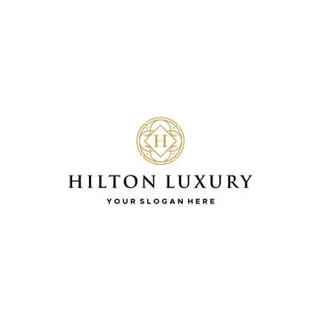 Flat letter mark initial HILTON LUXURY logo design Stock Illustration
