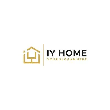 Flat letter mark initial IY HOME house Logo design Stock Illustration