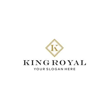 Flat letter mark initial K KING ROYAL logo design Stock Illustration
