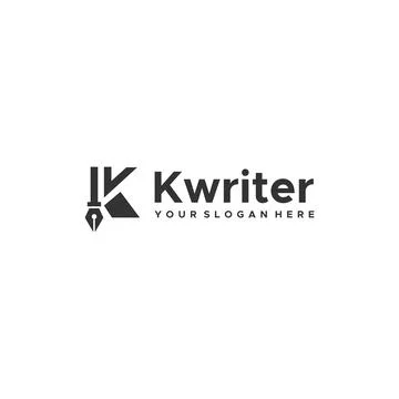 Flat Letter Mark Initial K Writer logo design Stock Illustration