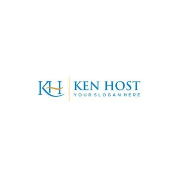 Flat letter mark initial KH KEN HOST logo design Stock Illustration