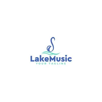 Flat Letter Mark Initial Lake Music Logo design Illustrazione stock