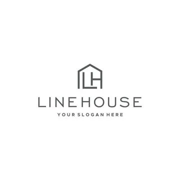 Flat letter mark initial LH line house logo design Stock Illustration