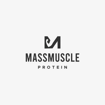 Flat Letter Mark Initial M MASS MUSCLE Logo design Stock Illustration