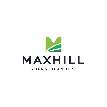 Flat letter mark initial M MAXHILL Logo design Stock Illustration