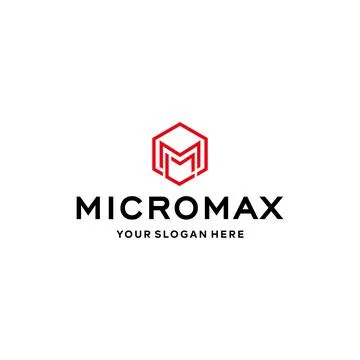 Flat letter mark initial M MICROMAX logo design Stock Illustration