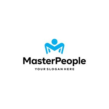 Flat Letter Mark Initial Master People Logo design Illustrazione stock