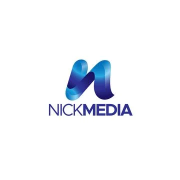 Flat Letter Mark Initial NICK MEDIA logo design Stock Illustration