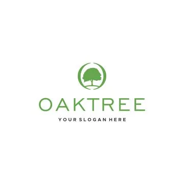 Flat Letter Mark Initial O OAK TREE Logo design Stock Illustration