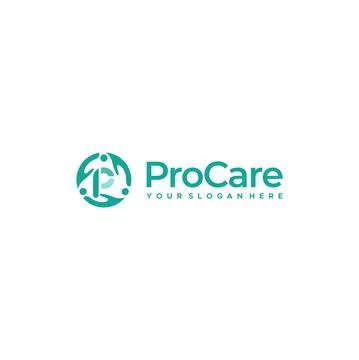 Flat letter mark initial P Pro Care logo design Stock Illustration