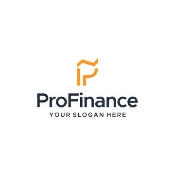 Flat letter mark initial P PRO FINANCE logo design Illustrazione stock
