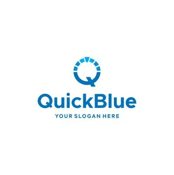 Flat letter mark initial Q Quick Blue logo design Stock Illustration