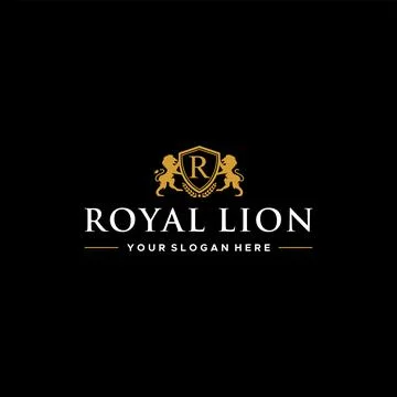 Flat letter mark initial R ROYAL LION logo design Stock Illustration