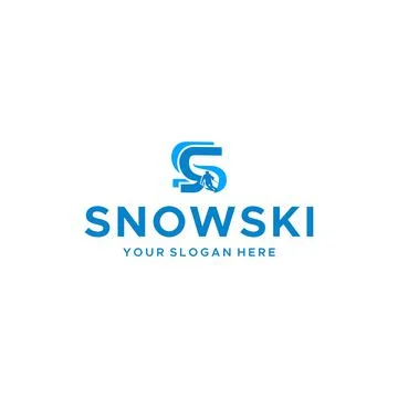 Flat letter mark initial S SNOWSKI Logo design Stock Illustration