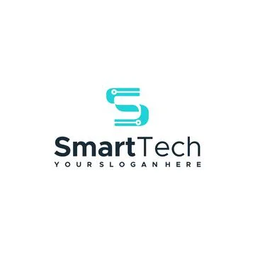 Flat letter mark initial S SMART TECH logo design Stock Illustration