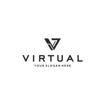 Flat Letter Mark Initial V VIRTUAL logo design Stock Illustration