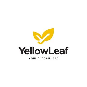 Flat letter mark initial y Yellow Leaf logo design Stock Illustration