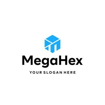 Flat letter mark MEGA HEX hexagon logo design Stock Illustration