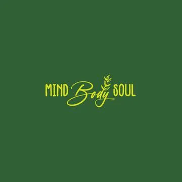Flat letter mark MIND BODY SOUL leaf logo design Stock Illustration