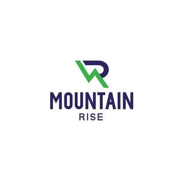 Flat letter mark MOUNTAIN RISE trip logo design Illustrazione stock