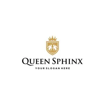 Flat letter mark QUEEN SPHINX logo design Stock Illustration