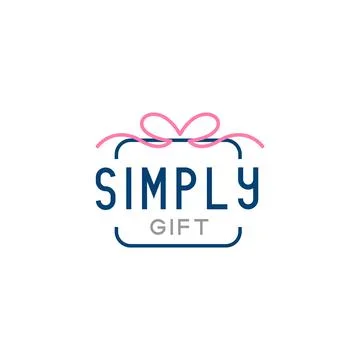 Flat letter mark SIMPLY GIFT surprise logo design Stock Illustration