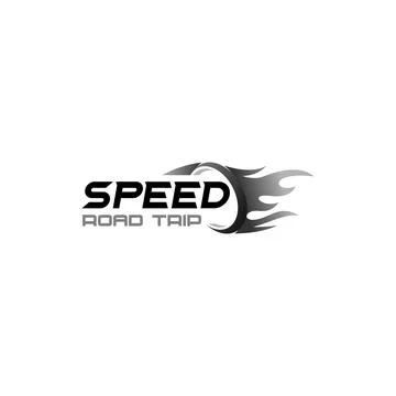 Flat letter mark SPEED ROAD TRIP fire logo design Stock Illustration