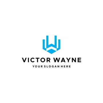 Flat letter mark VICTOR WAYNE logo design Stock Illustration