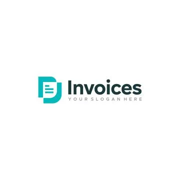 Flat lettermark initial D Invoices Logo design Stock Illustration
